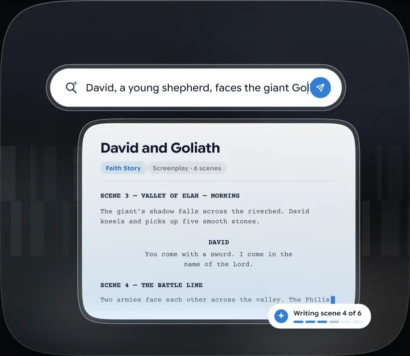 A one-line prompt turned into a David and Goliath screenplay