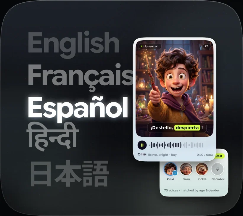 A character speaking in several languages